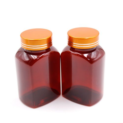 Amber Square Capsule Bottle