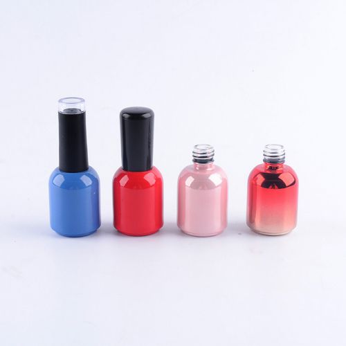 Chrome Blue Glass Nail Brush Bottle
