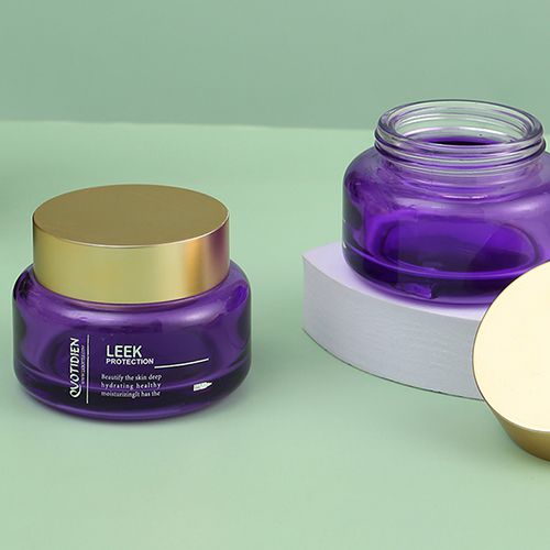 High End Purple Glass Jar with Golden Matte Lid