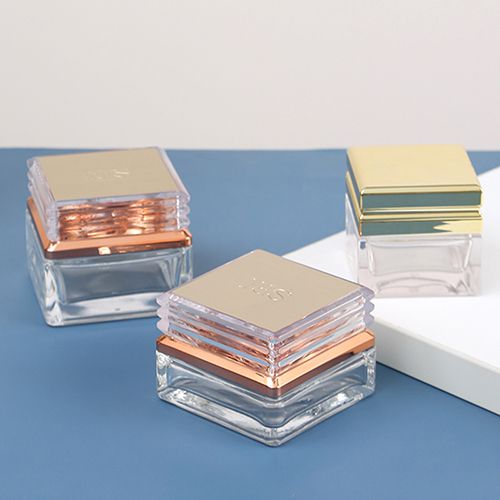 Square Luxury Glass Cosmetic Jar