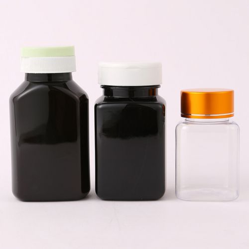 Square Black Flip Cap Pill Bottles